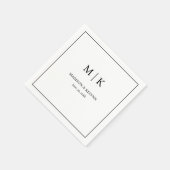 Minimal & elegant, weiß und schwarz, Monogramm Hoc Serviette (Ecke)