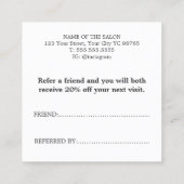 Minimal Elegante Beige Pastel Salon Empfehlungskarte (Rückseite)