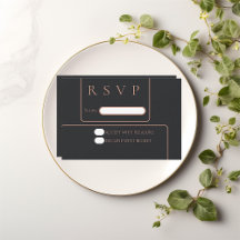 Minimal elegante Black Rose Gold Rsvp-Karte