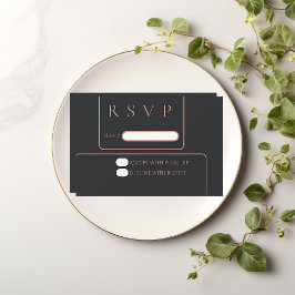 Minimal elegante Black Rose Gold Rsvp-Karte Einladung