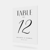 Minimal Elegante Black Script Wedding Tischnummer Acrylschild (Winkel)