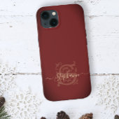 Minimal elegante Blütenrot & Gold S Name Monogram Case-Mate iPhone Hülle