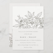 Minimal Elegante Braun Blumenstrauß Kunst, Dichtun Einladung (Vorne/Hinten)