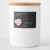 Minimal Elegante Cherry Blossom Candle Jar Label Lebensmitteletikett (Vorderseite)