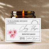 Minimal Elegante Cherry Blossom Candle Jar Label Lebensmitteletikett