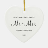 Minimal Elegante First Christmas Verheiratetes Paa Keramik Ornament (Vorne)