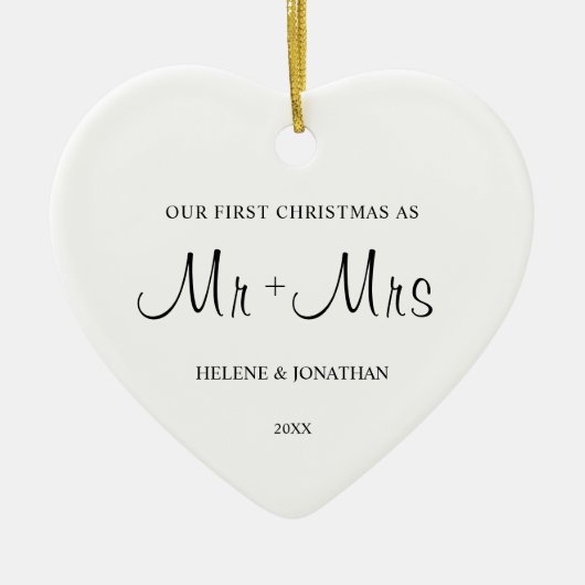 Minimal Elegante First Christmas Verheiratetes Paa Keramik Ornament (Vorne)