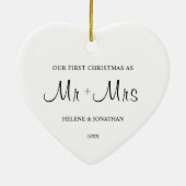 Minimal Elegante First Christmas Verheiratetes Paa Keramik Ornament (Hinten)