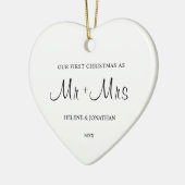 Minimal Elegante First Christmas Verheiratetes Paa Keramik Ornament (Links)
