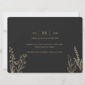 Minimal Elegante Gold Burgund Wildblume Hochzeit Einladung (Rückseite)