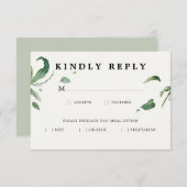 Minimal Elegante Grünflächen UAWG mit Mahlzeiten O RSVP Karte (Vorne/Hinten)