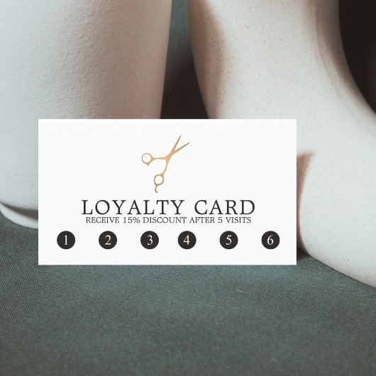 Minimal Elegante Imitate Gold Schere Haar Stylist Treuekarte