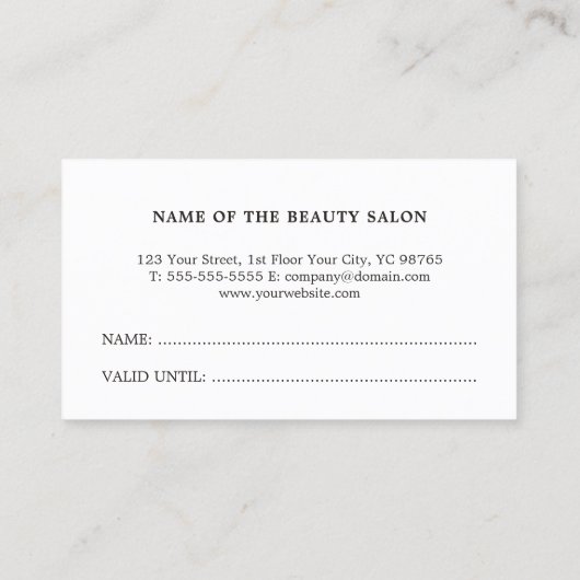 Minimal Elegante Imitate Gold Schere Haar Stylist Treuekarte (Rückseite)
