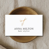 Minimal Elegante Imitate Gold Schere Haar Stylist Visitenkarte