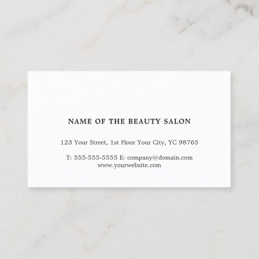 Minimal Elegante Imitate Gold Schere Haar Stylist Visitenkarte (Rückseite)