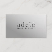 Minimal Elegante Imitate Silver Hair Stylist Visitenkarte (Vorderseite)