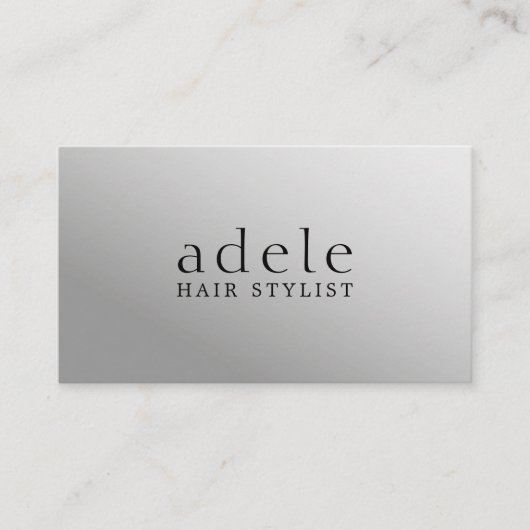 Minimal Elegante Imitate Silver Hair Stylist Visitenkarte (Vorderseite)