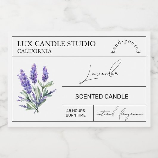 Minimal Elegante Lavendel Candle Jar Label Lebensmitteletikett (Einzelnes Label)