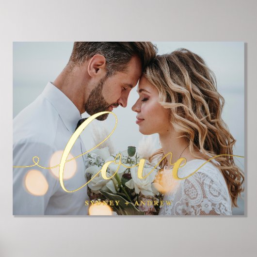Minimal Elegante Liebe Script Overlay Wedding Foto Foliendrucke (Vorderseite)