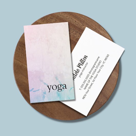 Minimal Elegante Light Pastel Yoga Instruktor Visitenkarte