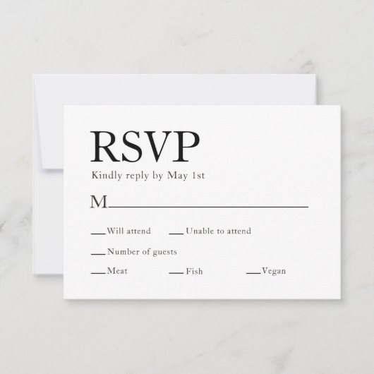 Minimal Elegante Meal Choice RSVP Karte (Vorderseite)
