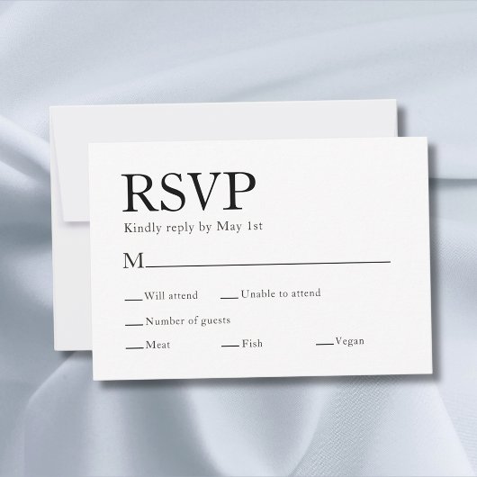 Minimal Elegante Meal Choice RSVP Karte