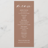 Minimal elegante Mocha Mousse Wedding Food Menu Menükarte (Vorderseite)