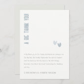Minimal Elegante Pastel Dusky Blue Hearts Wedding Dankeskarte (Vorne/Hinten)
