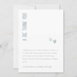 Minimal Elegante Pastel Dusky Blue Hearts Wedding Dankeskarte