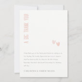 Minimal Elegante Pastel Dusky Pink Hearts Wedding Dankeskarte (Vorderseite)