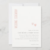 Minimal Elegante Pastel Dusky Pink Hearts Wedding Einladung (Vorderseite)
