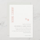 Minimal Elegante Pastel Dusky Pink Hearts Wedding Einladung (Vorne/Hinten)