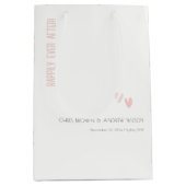 Minimal Elegante Pastel Dusky Pink Hearts Wedding Mittlere Geschenktüte (Vorderseite)