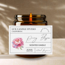 Minimal Elegante Peony Candle Jar Label