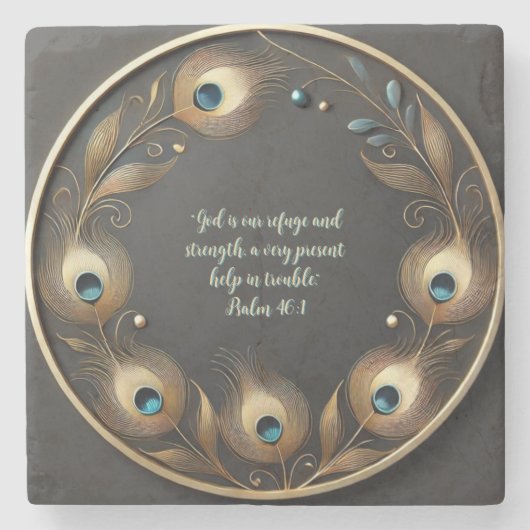 Minimal elegante Pfauenfeathers anpassbar Steinuntersetzer (Vorderseite)