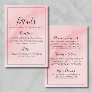 Minimal elegante Rosa Wedding Details Begleitkarte
