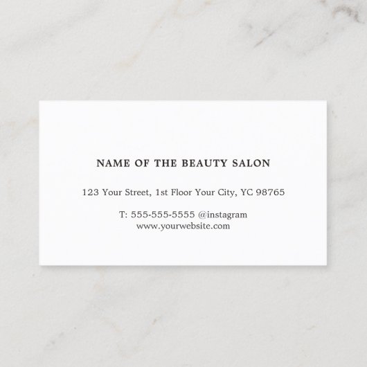 Minimal Elegante Rose Schwarze Scheren Haarstylist Visitenkarte (Rückseite)