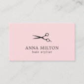 Minimal Elegante Rose Schwarze Scheren Haarstylist Visitenkarte (Vorderseite)