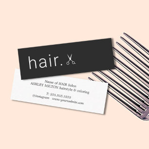 Minimal Elegante Schwarz-weiße Schere Friseurstyl Mini Visitenkarte