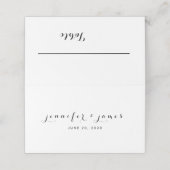 Minimal elegante Script-Schwarz-weiße Namen Hochze Platzkarte (Außenseite Aufgefaltet)