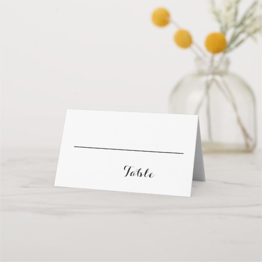 Minimal elegante Script-Schwarz-weiße Namen Hochze Platzkarte (Rückseite)
