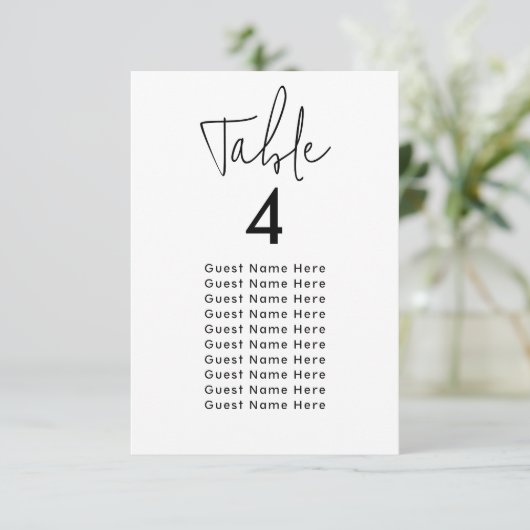 Minimal elegante Table Guest Names Sitze Chart Chi (Stehend Vorderseite)