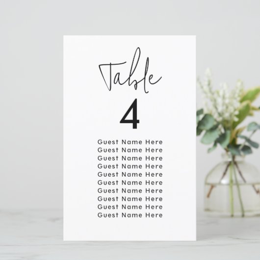 Minimal elegante Table Guest Names Sitze Chart Chi (Stehend Vorderseite)
