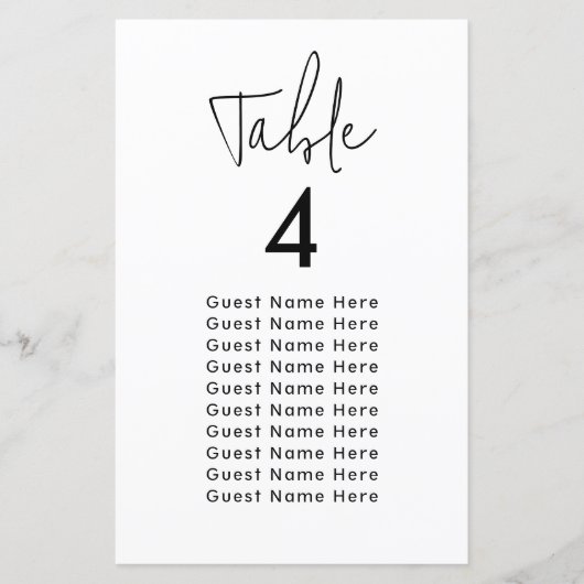 Minimal elegante Table Guest Names Sitze Chart Chi (Vorderseite)