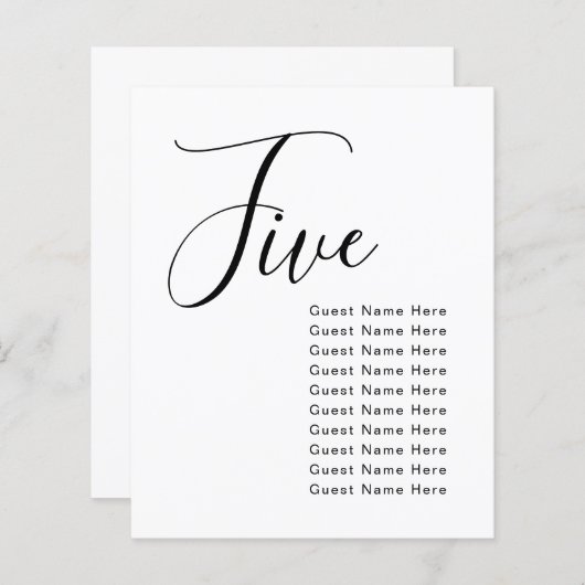 Minimal elegante Table Guest Names Sitze Chart Chi (Vorne/Hinten)