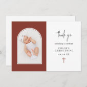 Minimal Elegante Terracotta auf dem Foto Dankeskarte (Vorne/Hinten)