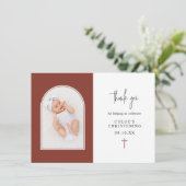 Minimal Elegante Terracotta auf dem Foto Dankeskarte (Stehend Vorderseite)