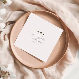 Minimal Elegante Tropical Palm Tree Wedding Serviette