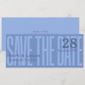 Minimal elegante Typografie Blue Slim Save the Dat Date (Vorne/Hinten)