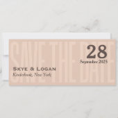 Minimal Elegante Typografie Mocha Slim Save The Date (Vorderseite)